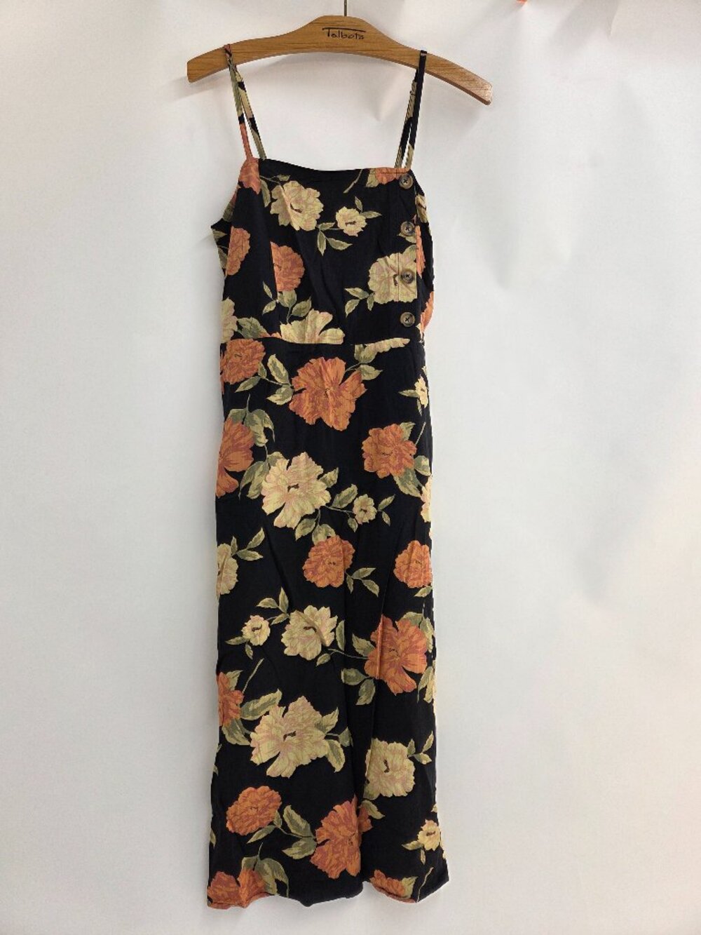 Xhilaration Women's Size Medium Floral Maxi Dress Smocked Back Black Orange NWT